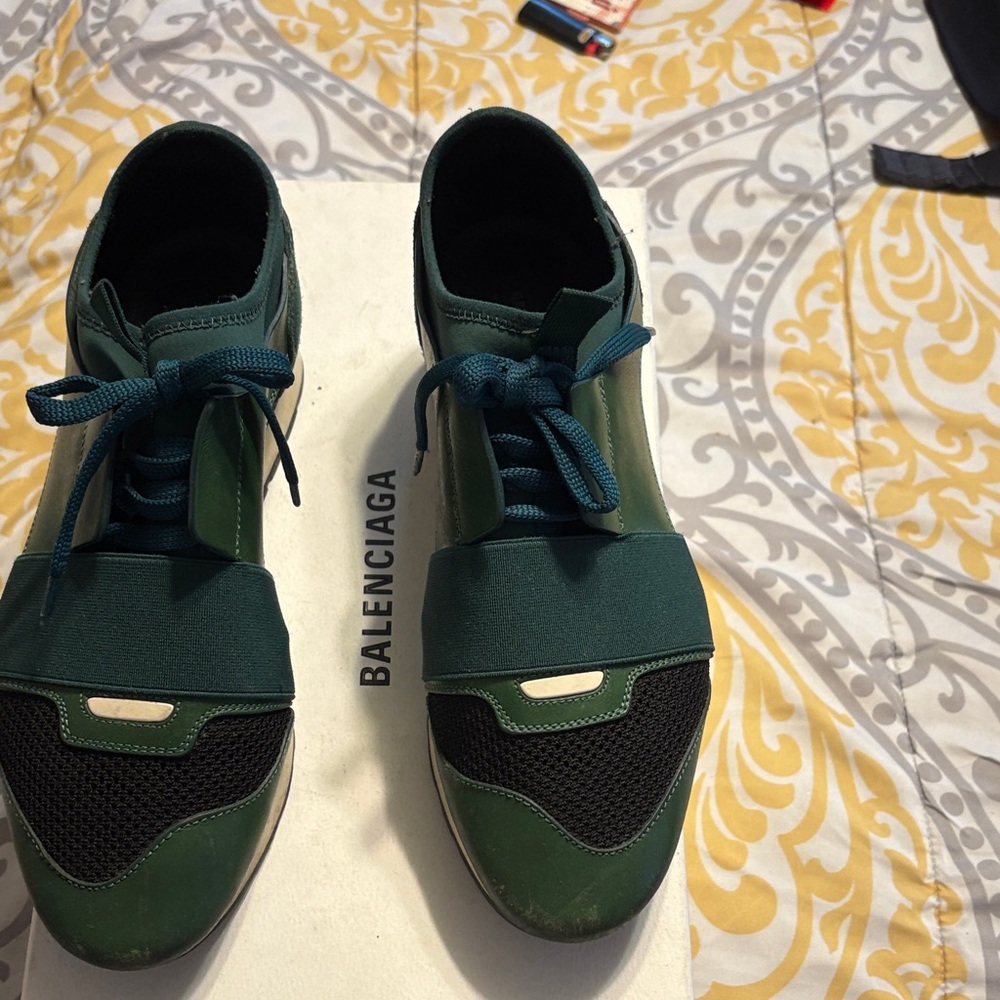 Balenciaga Men's Teal and Black Sneakers